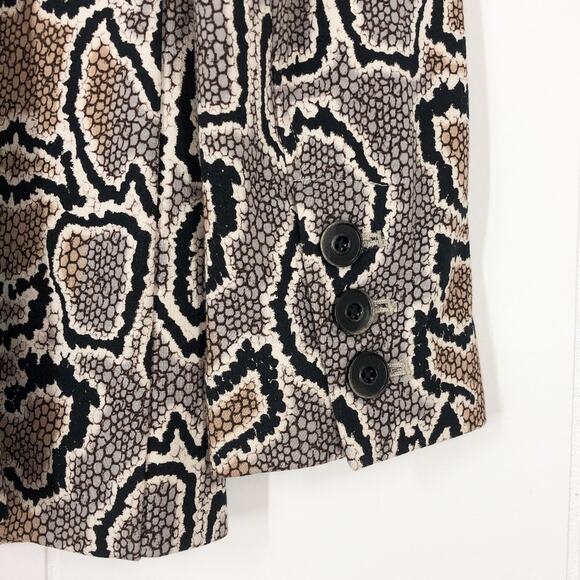 Cabi Knit Blazer Jacket Double Breasted Snake Print Career Size 4 Tan Gray Multi - Picture 8 of 16